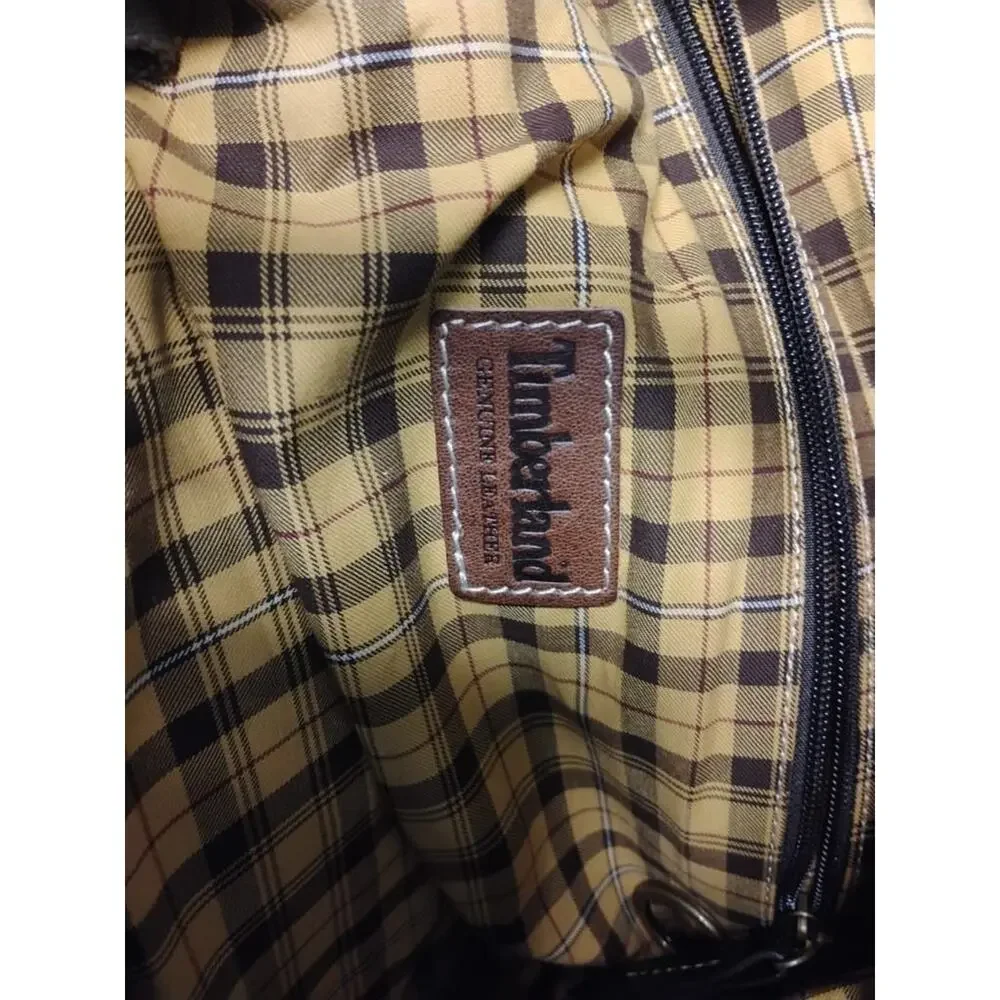 Vintage 90s Timberland Brown 100% Leather Duffle Bag Carry On Weekender Strap